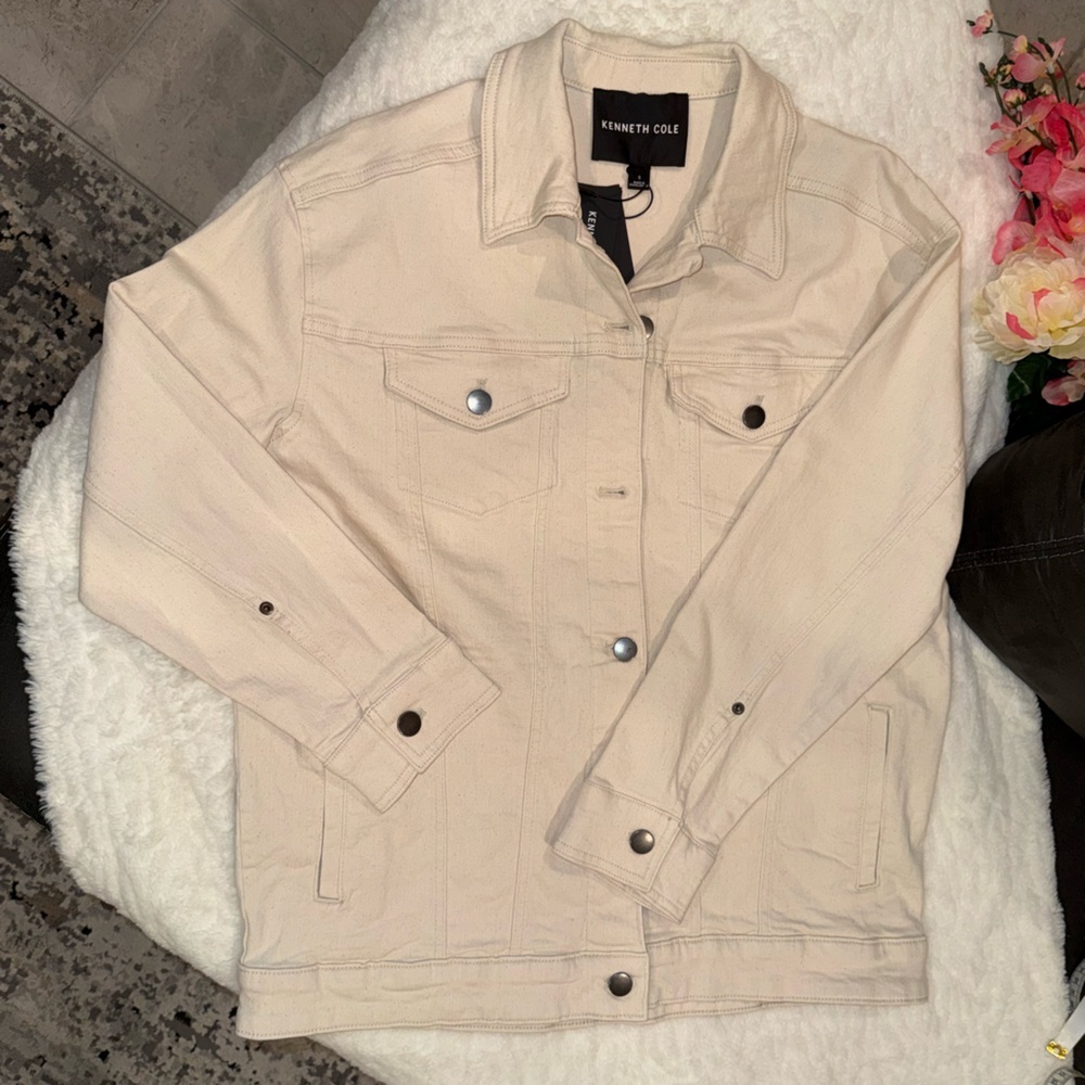 NWT Kenneth Cole Light Tan Varsity Jacket Size Small